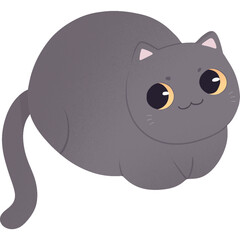 A Fat Black Cat Loafing