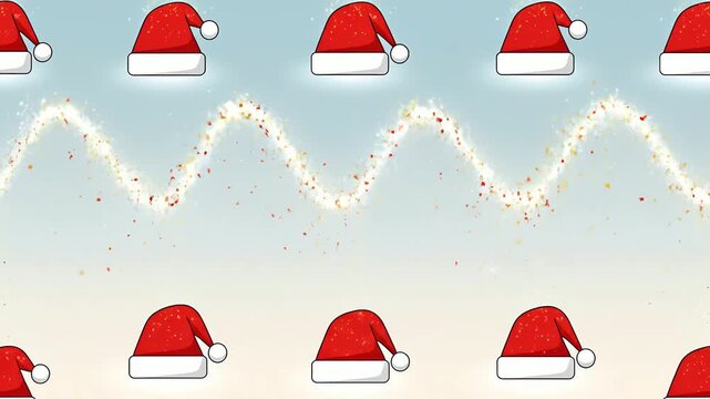 Festive Santa Hats and Sparkling Trails Pattern.