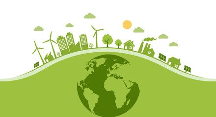 Naklejka premium Promote environmental awareness with a modern green energy design highlighting sustainability and a healthy planet