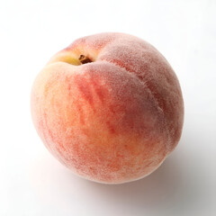 Fototapeta premium Juicy peach fruit floating above a white background.
