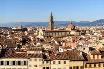 Views across the historic rooftops of the renaissance city of Florence. 