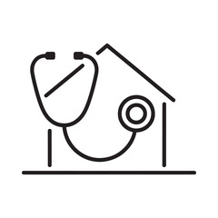 House shaped stethoscope icon for healthcare services