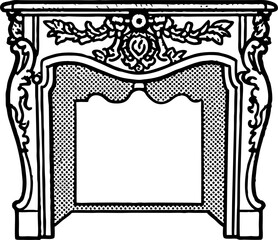 Ornate vintage fireplace frame antique carved mantel with floral decorations and detailed scrollwork design