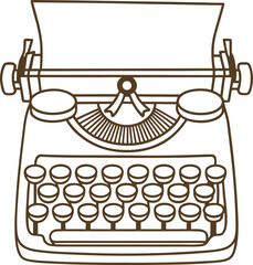 Vintage mechanical typewriter with paper retro writing machine, old office equipment, literary creativity icon