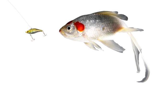 Convincing yellow artifiial lure with fish