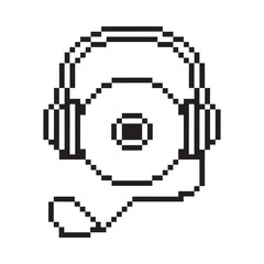 Pixel art headphones and cd icon