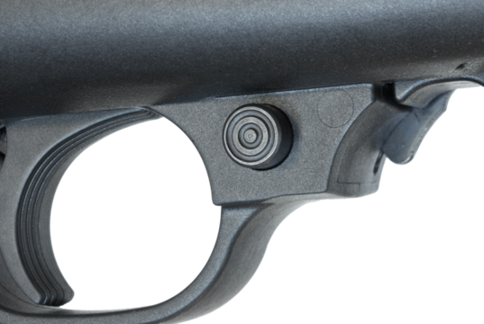 Safety on a black polymer stocked rifle
