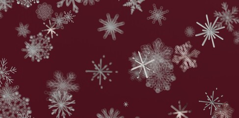 Abstract snowflakes pattern on a red background. Ideal for Christmas, winter, or festive projects. Perfect for adding a touc