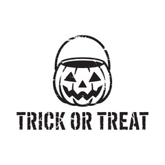 Black and white halloween trick or treat pumpkin bucket illustration