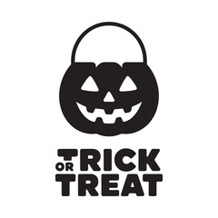 Classic halloween trick or treat jack o lantern bucket icon