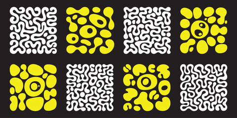 organic blob maze pattern set with abstract fluid shapes for modern backgrounds
