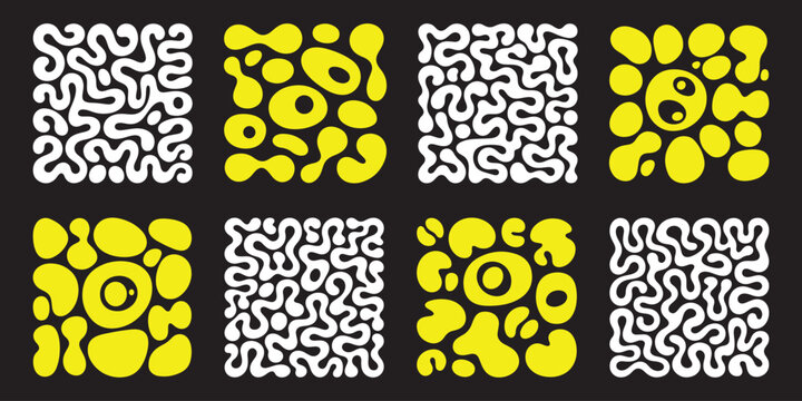 organic blob maze pattern set with abstract fluid shapes for modern backgrounds
