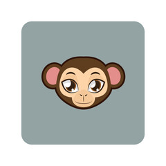 Adorable cartoon monkey face with big, expressive eyes and a playful demeanor, ideal for children's themes