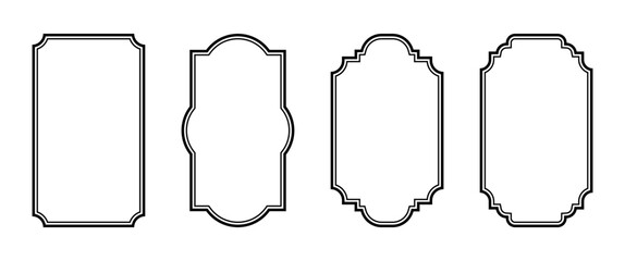 Classic ornamental frame outline set with elegant vintage shapes for labels packaging signage border decoration and creative design projects in clean black line style