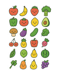 fruits and vegetables, fruit collection, vegetable collection, fresh vegetable produce set, healthy fruit vector, organic fruits, organic vegetables, colorful fruits, nutritious vegetables,