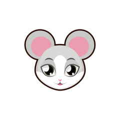 Cute Mouse Face Illustration Adorable Cartoon Rodent Character with Big Ears and Expressive Eyes