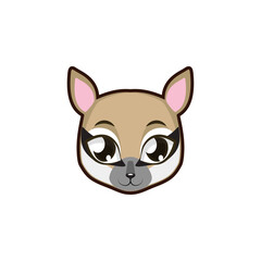 Cute Kawaii Cartoon Chihuahua Dog Face with Big Eyes - Adorable Pet Illustration