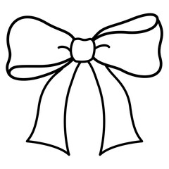 Coquette Ribbon Bow Outline Wavy Elegant Doodle Hand Drawn