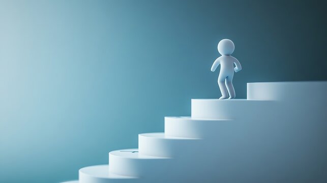 Step up to success with determination and reach your goals one step at a time, showing progress and ambition in business and life