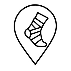 Minimal black tilted ankle stabilization symbol within health marker, fine-outline vector, no shading, perfect for injury recovery, joint protection and mobility dashboards.