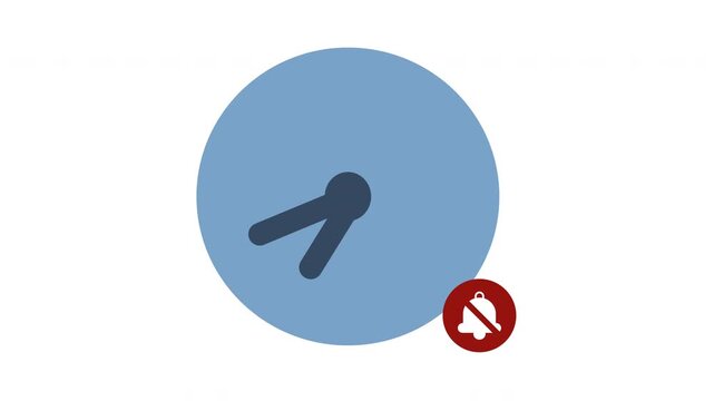 video animation clock with locked bell symbol, in moment of silence concept icon