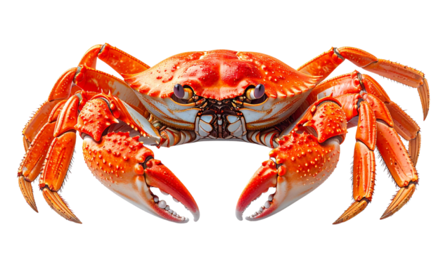 Alaskan King Crab with Large Tender Legs Showcasing Fine Texture and Details Isolated on Clean White Background PNG Illustration