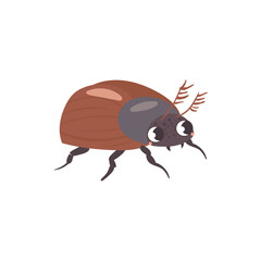 Adorable cartoon beetle illustration with large expressive eyes and antennae