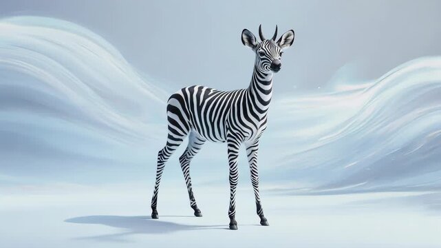 Striking Zebra-Deer Hybrid Stands Proudly in a Dreamy Landscape