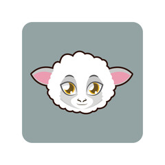 Adorable cartoon lamb head illustration with fluffy white wool and charming big eyes