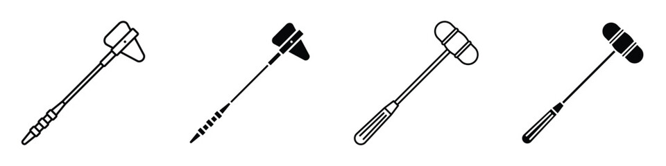 reflex hammer icon in linear and clipart style pack on white background.