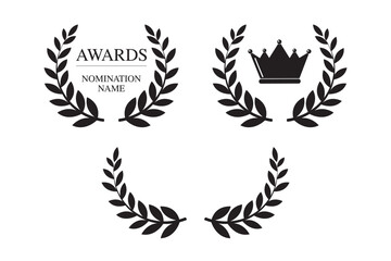 Award logo set. Nominate an elegant banner. Award laurel wreath. Best choice, first place or reward labels isolated on white background.