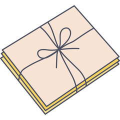 Stack of Cream Colored Documents Tied with Dark String in a Bow on a Transparent Background