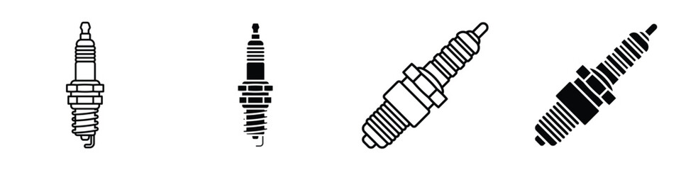 Spark plug icon in linear and clipart style pack on white background.