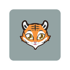 Adorable Cartoon Tiger Cub Character Illustration with Expressive Eyes for Animal-Themed Projects