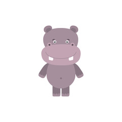 Adorable Cartoon Hippopotamus Illustration for Children's Books and Educational Content