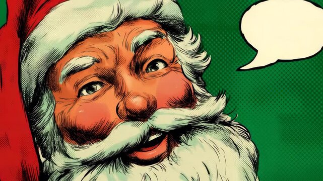 santa claus new year christmas speech balloon pop art comic design video motion