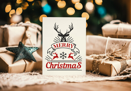 Christmas Greetin Card Mockup