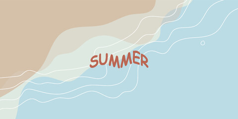 Blue sea and beach summer banner background with abstract ripple