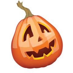 Spooky Halloween Jack O Lantern Pumpkin Carved With a Funny Face on a Transparent Background