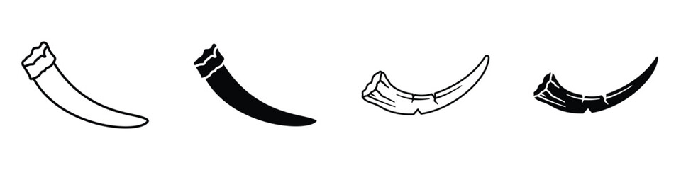 Tusk icon in linear and clipart style pack on white background.