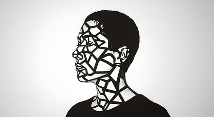 Abstract geometric human profile fragmented artistic design concept