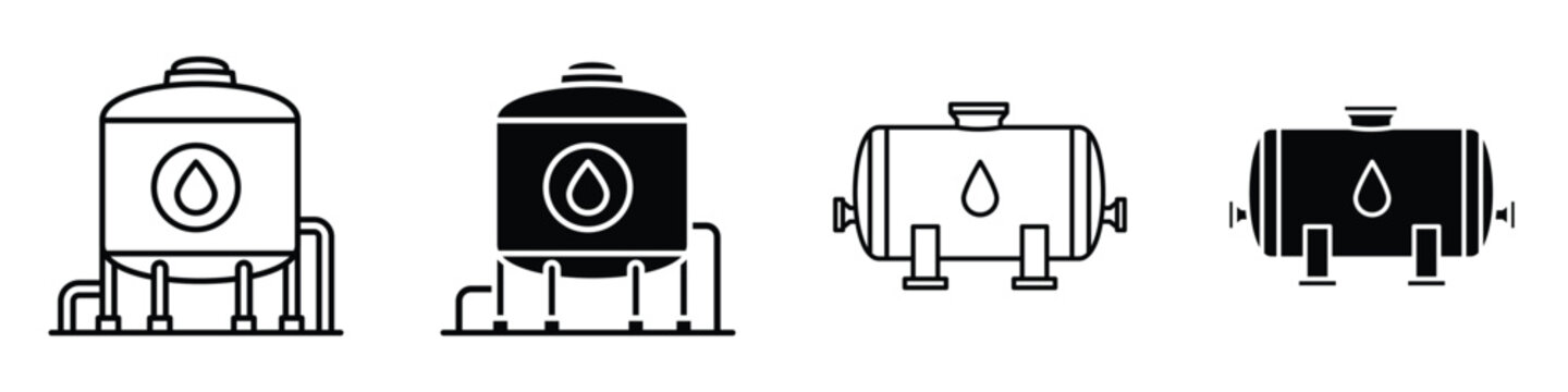 Water tank icon in linear and clipart style pack on white background.