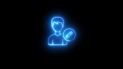 Glowing neon skilled icon isolated on black background. HD Video motion graphic animation Communication icons, Comment icons, Flag icons, 