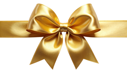 Gold Bow Ribbon Isolated PNG