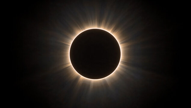 Eclipse with brilliant corona as the moon obscures the sun - Powered by Adobe