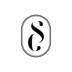 Elegant SC Monogram Logo in Oval Frame