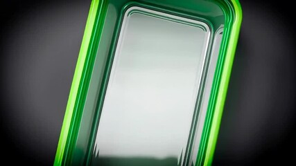 Empty green plastic container, sleek design for storage, eco-friendly vibe for sustainability, perfect for Earth Day organization