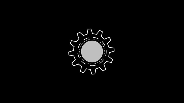 Setting animation video white color on black background, Update setting icon setup animation .