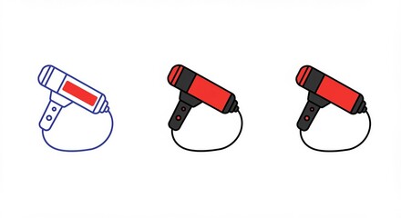 Check out this set of vibrant and modern glue gun cliparts, perfect for your next crafting project or educational illustration, offering both outlined and solid color versions!