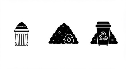 Promote responsible waste management with these trash and recycling icons, perfect for environmental awareness campaigns and sustainability initiatives